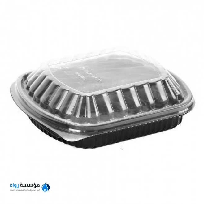 صحون ميكرويف مستطيل بغطاء شفاف